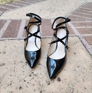 Vintage nine west black pointy tip strappy heels